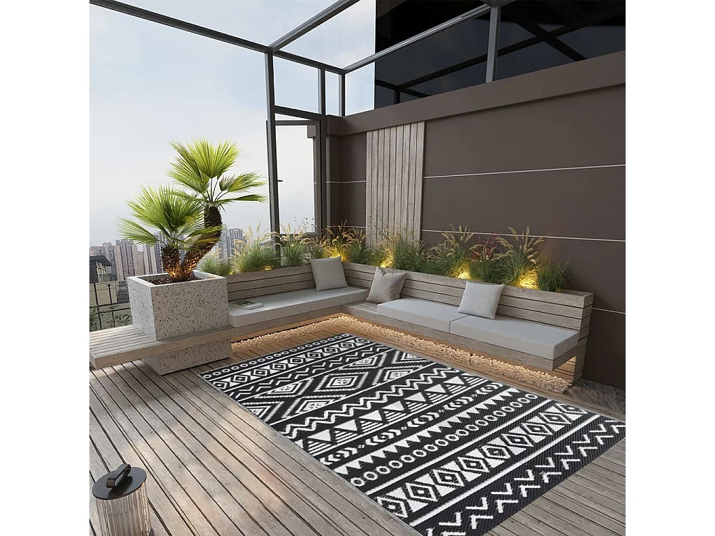Outdoor-Teppich Schwarz 160x230 cm PP