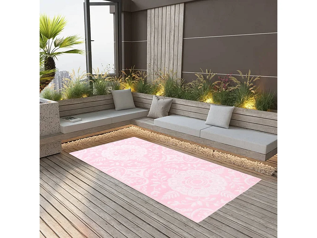 Tapete de Exterior Rosa ARAKIL 120x180 cm para Varanda e Jardim