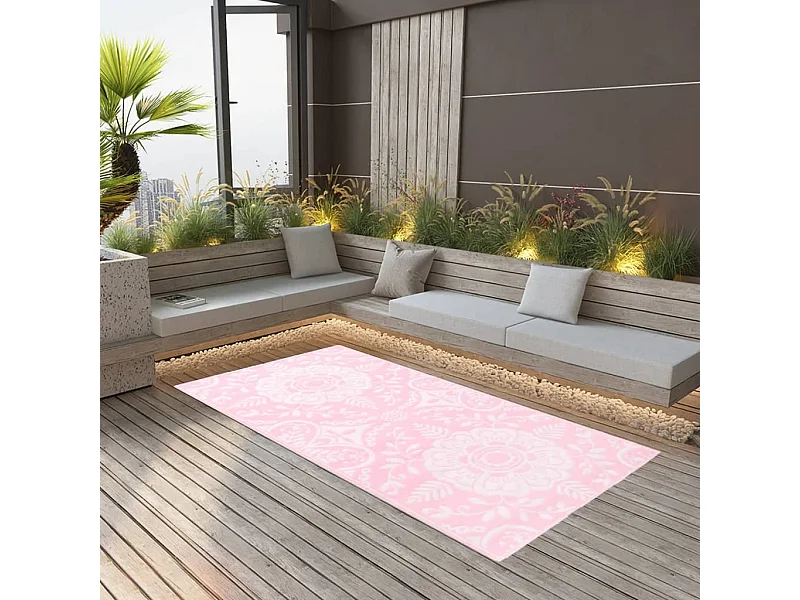 Tapete de Exterior Rosa ARAKIL 120x180 cm para Varanda e Jardim