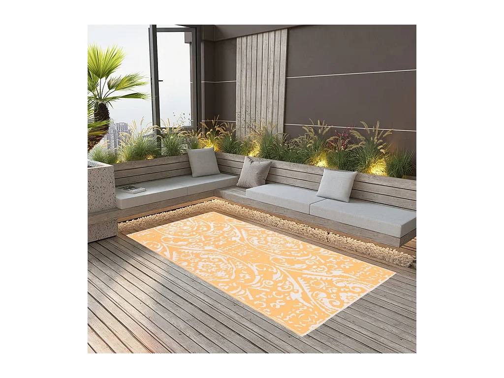 vidaXL Tapis d'extérieur Orange et blanc 80x150 cm PP
