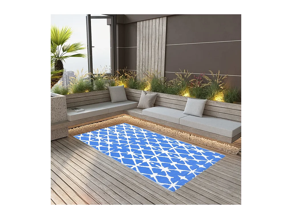 vidaXL Tapis d'extérieur Bleu et blanc 160x230 cm PP