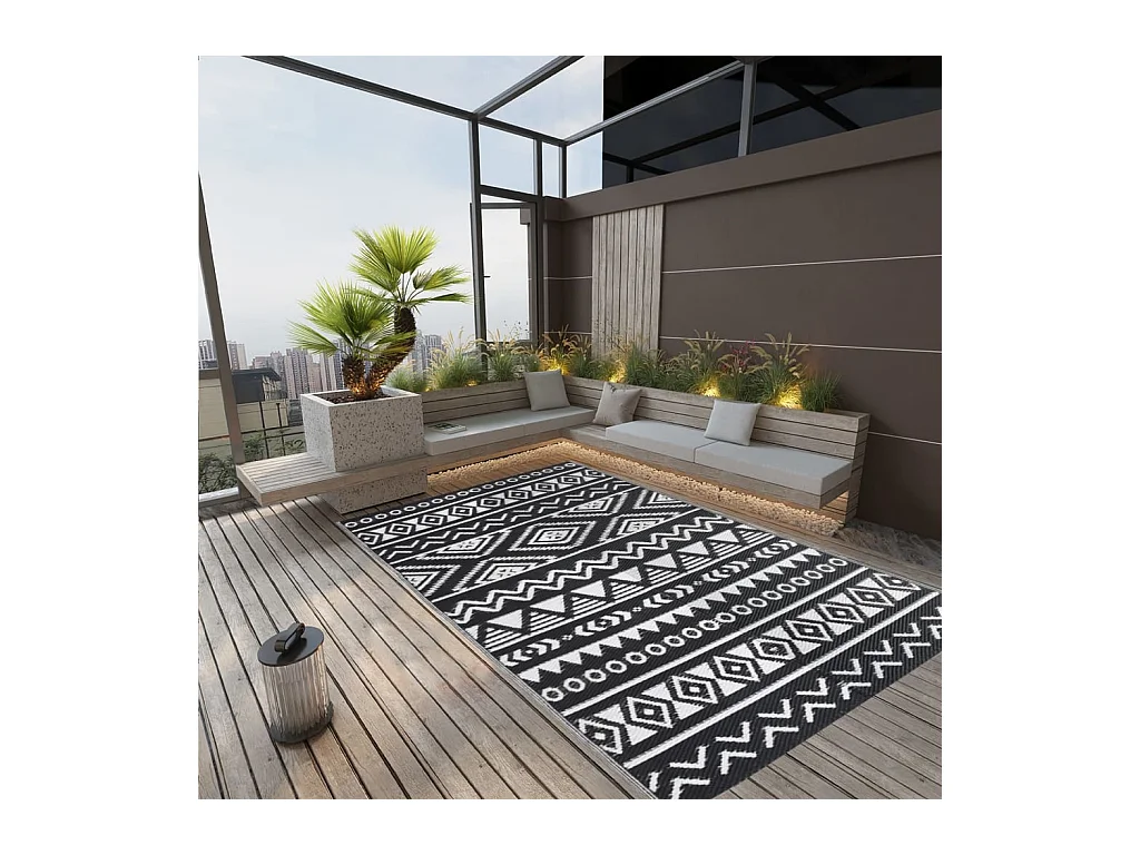 vidaXL Tapis d'extérieur Noir 190x290 cm PP