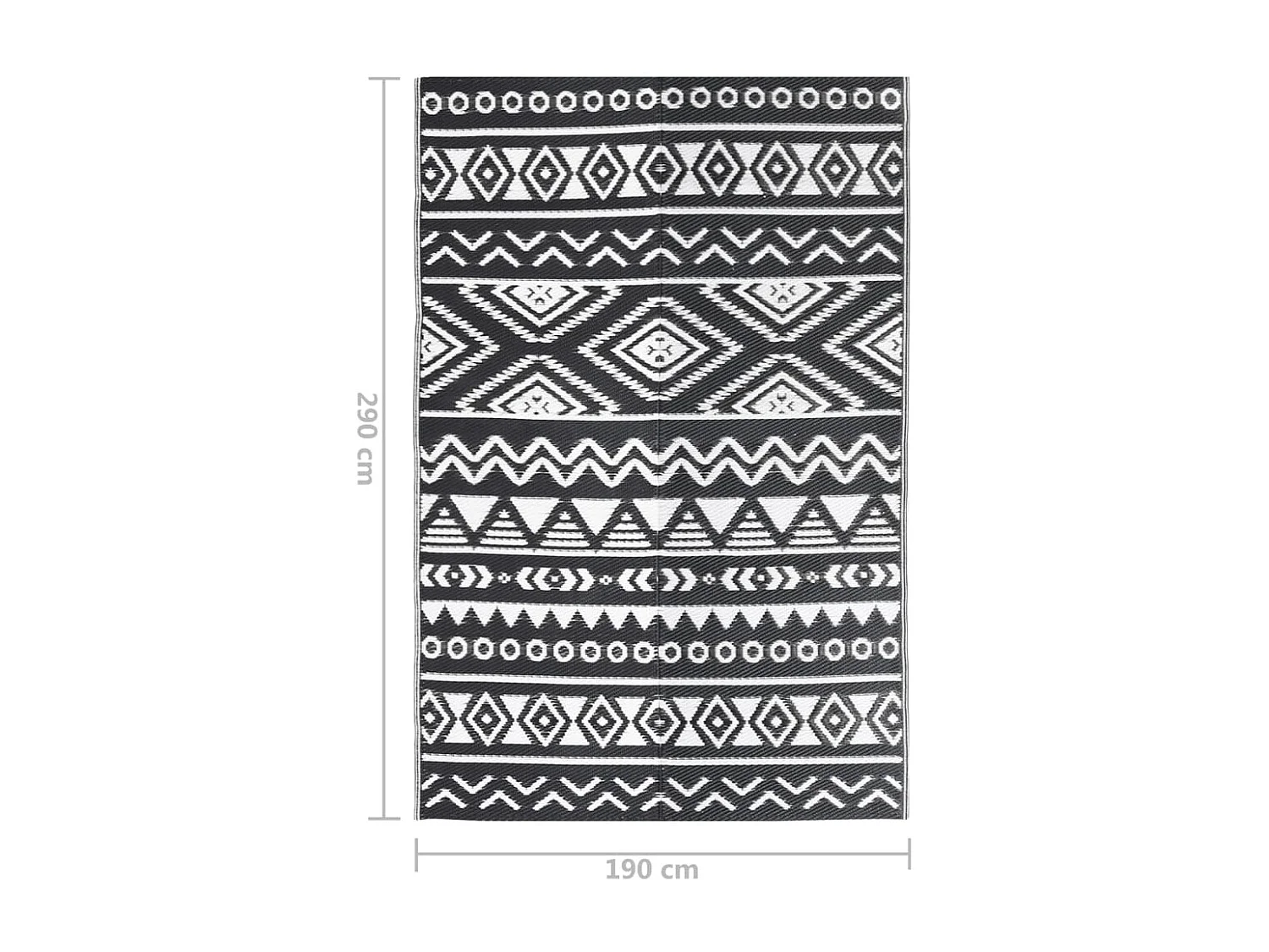 vidaXL Tapis d'extérieur Noir 190x290 cm PP