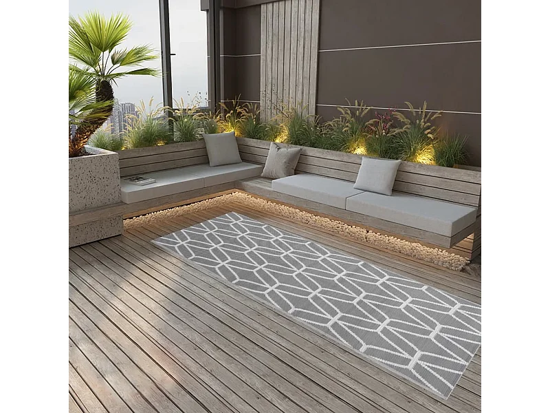 Tapis d extérieur Gris 80x250 cm PP