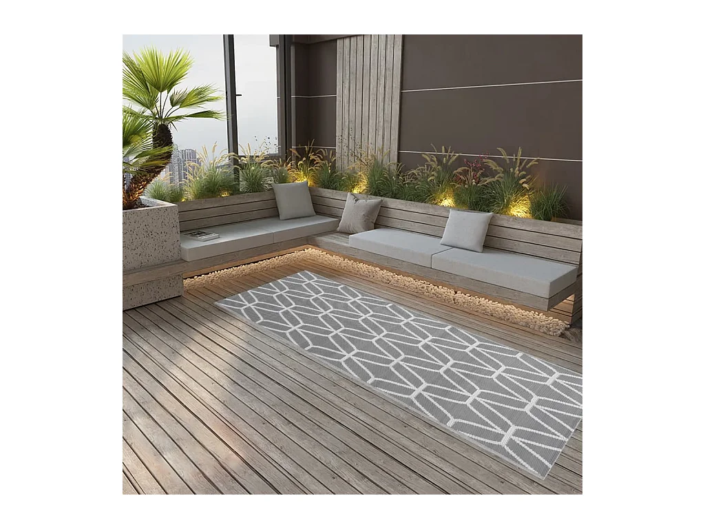 Tapis d extérieur Gris 80x250 cm PP
