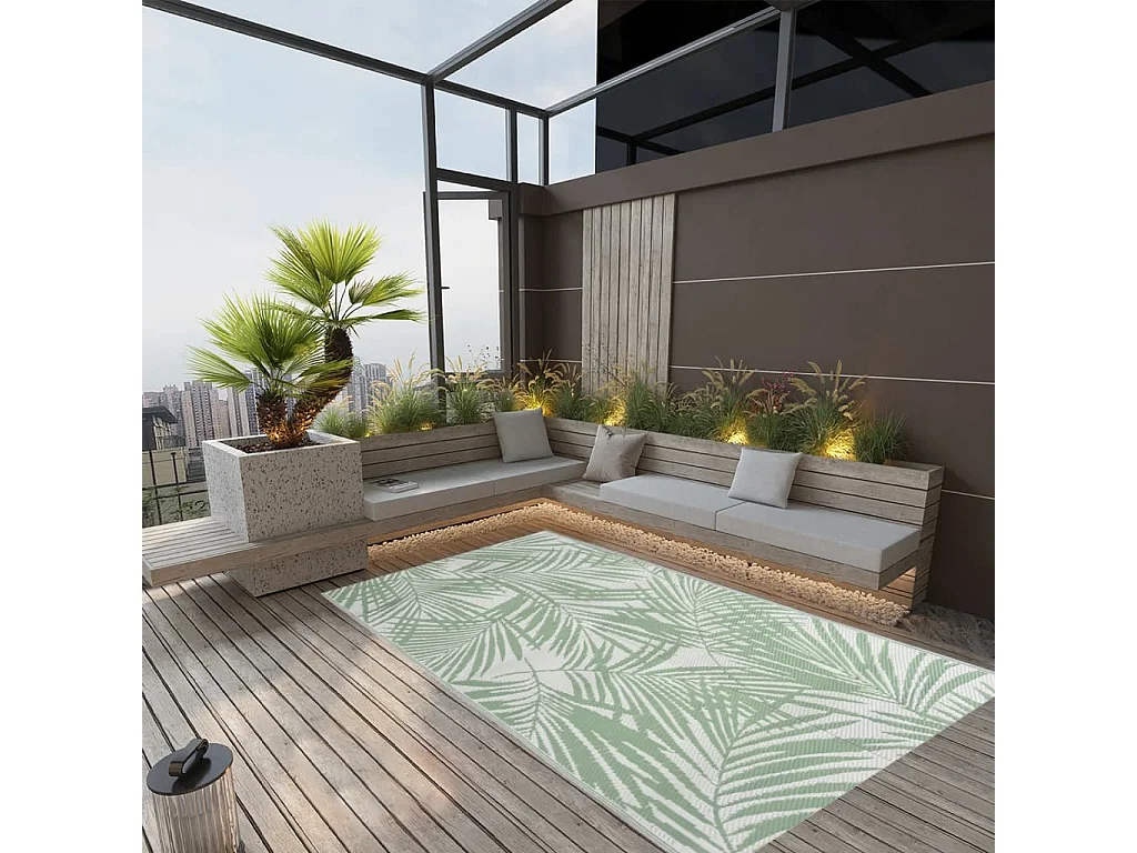 Tapete de Exterior ARAKIL 160x230 cm Verde para Varanda e Jardim