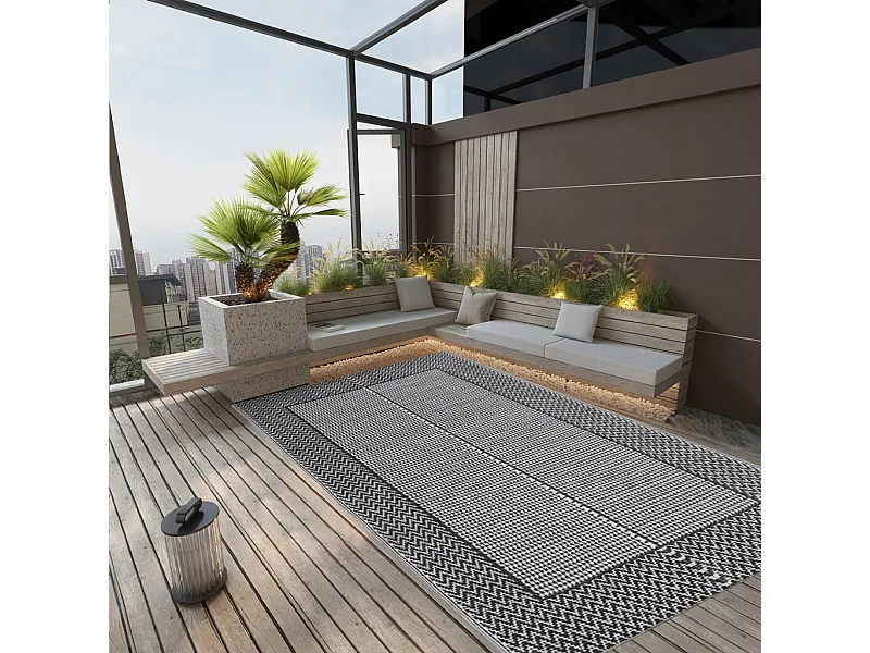 Tapis d extérieur Noir 140x200 cm PP