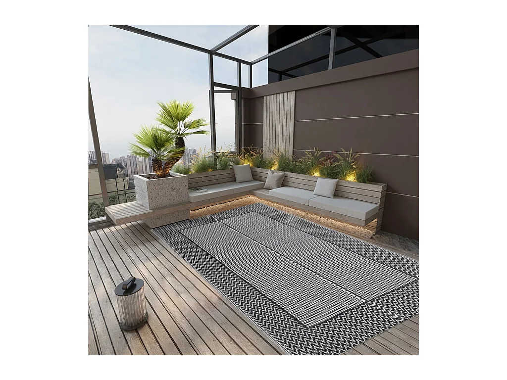 Tapis d extérieur Noir 140x200 cm PP