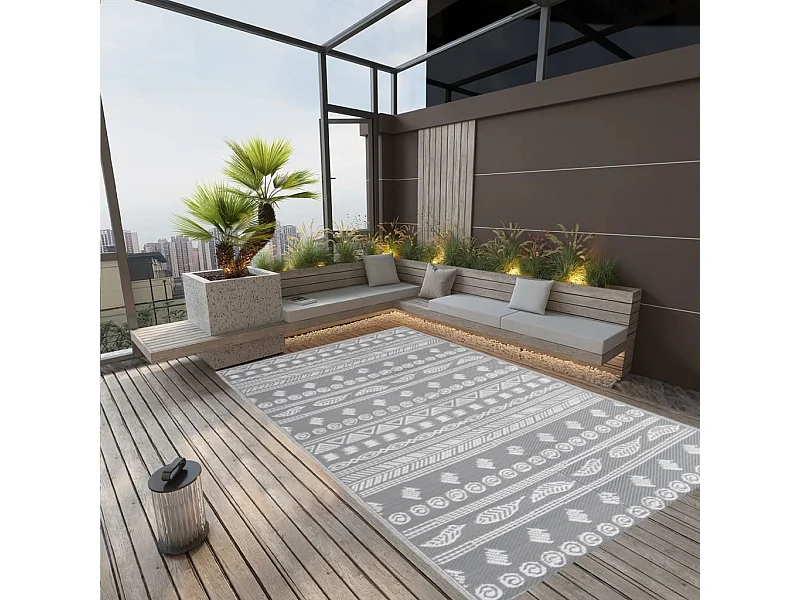 Outdoor-Teppich Grau 140x200 cm PP