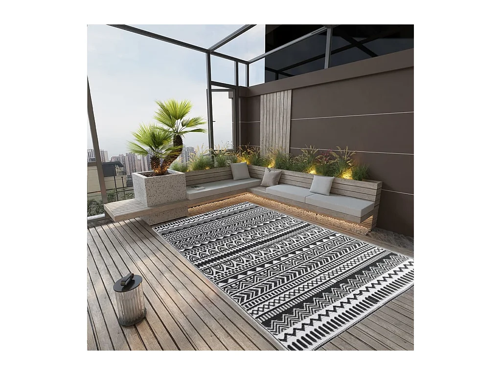 Outdoor-Teppich Schwarz 190x290 cm PP