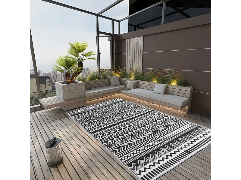 Outdoor-Teppich Schwarz 190x290 cm PP