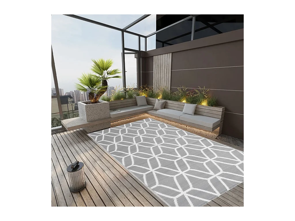 vidaXL Tapis d'extérieur Gris 140x200 cm PP
