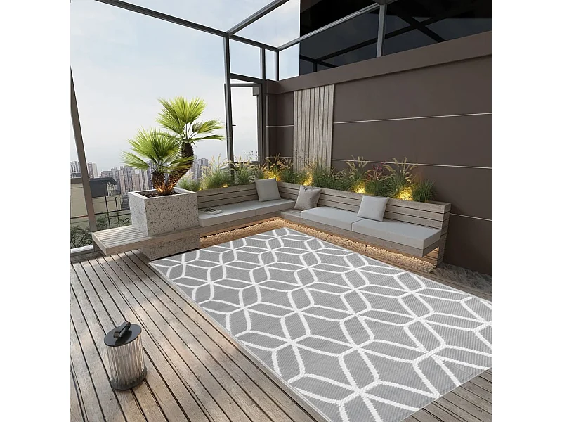 Tapete de Exterior ARAKIL 140x200 cm Cinzento - Conforto e Estilo para o Seu Espaço ao Ar Livre