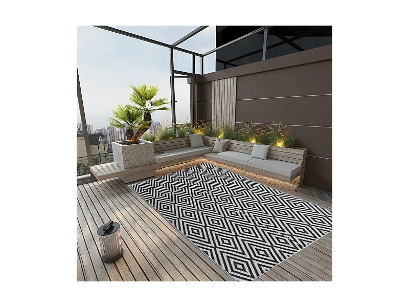 Outdoor-Teppich Schwarz 140x200 cm PP