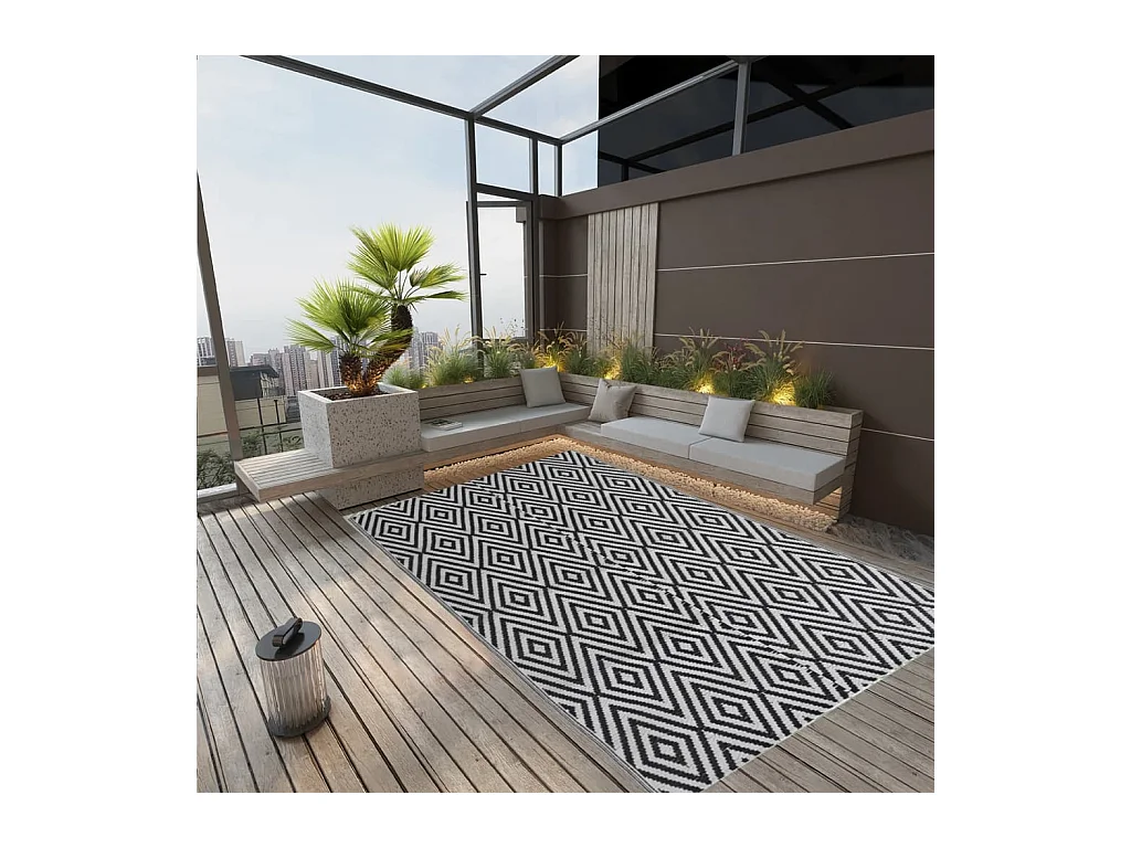 Outdoor-Teppich Schwarz 140x200 cm PP