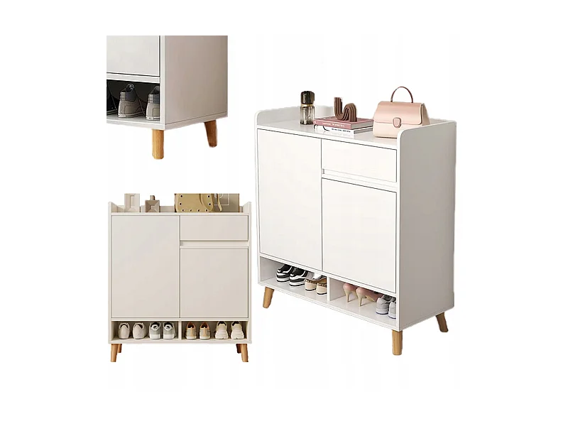 COMMODE MODERNE BLANCHE SPACIEUSE ESPACE POUR CHAUSSURES 60 CM AVEC TIROIR