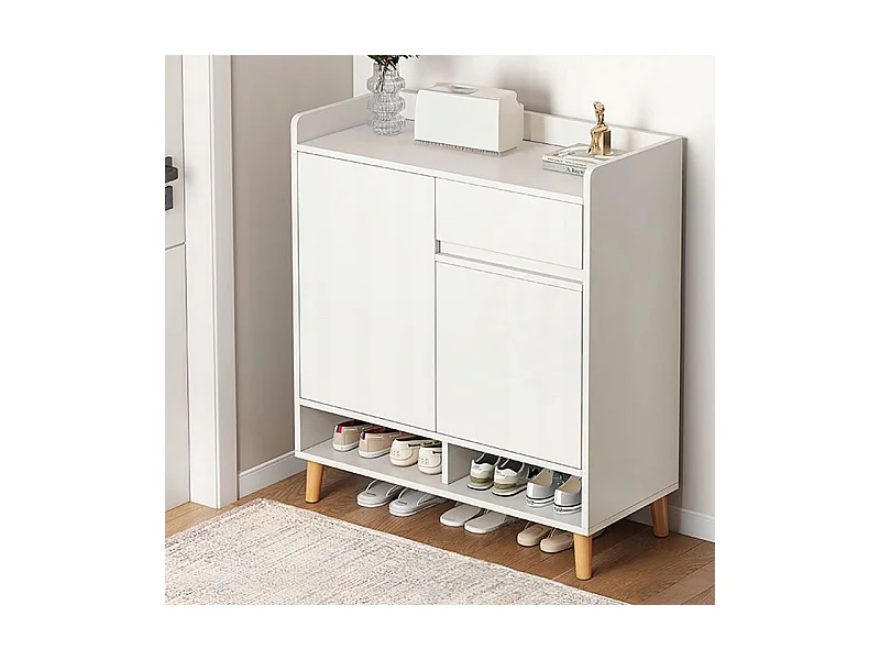 COMMODE MODERNE BLANCHE SPACIEUSE ESPACE POUR CHAUSSURES 60 CM AVEC TIROIR