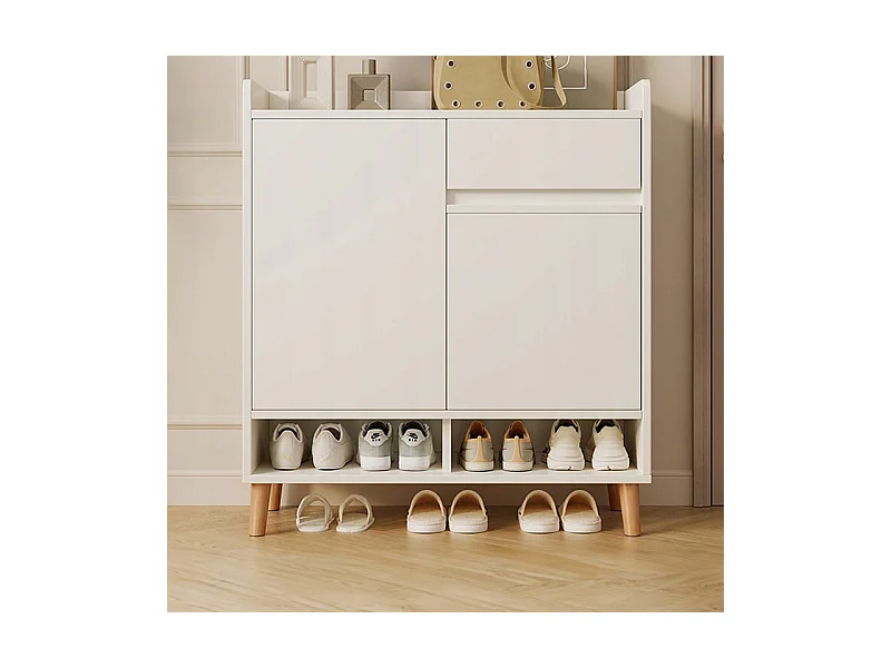 COMMODE MODERNE BLANCHE SPACIEUSE ESPACE POUR CHAUSSURES 60 CM AVEC TIROIR