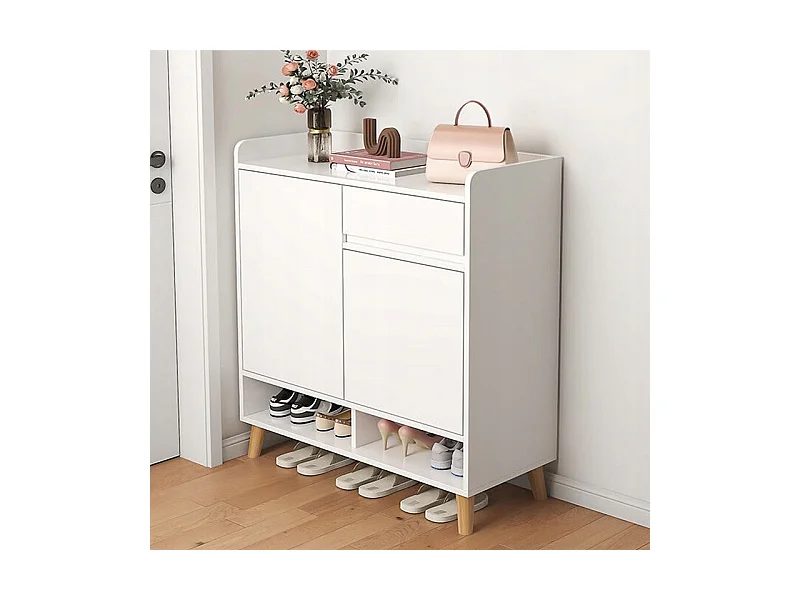 MODERNA CÓMODA BLANCA CON GRAN CAPACIDAD ESPACIO PARA ZAPATOS 60 CM CON CAJÓN