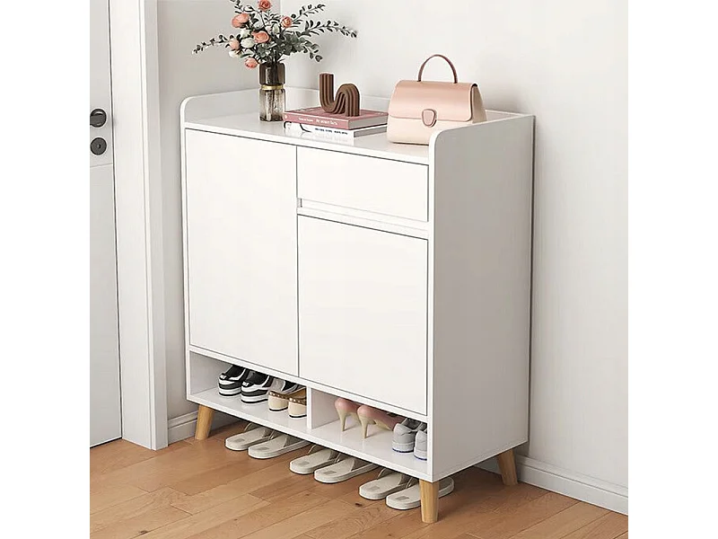 COMMODE MODERNE BLANCHE SPACIEUSE ESPACE POUR CHAUSSURES 60 CM AVEC TIROIR