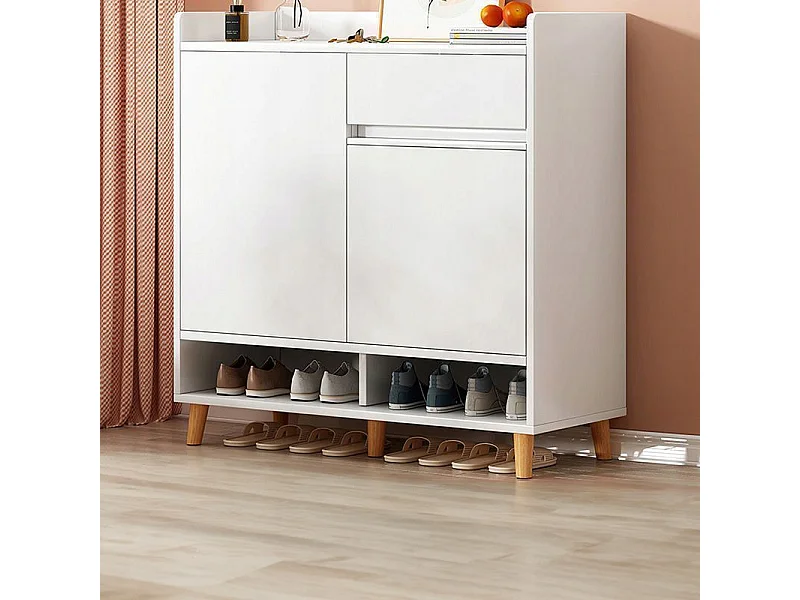 COMMODE MODERNE BLANCHE SPACIEUSE ESPACE POUR CHAUSSURES 60 CM AVEC TIROIR