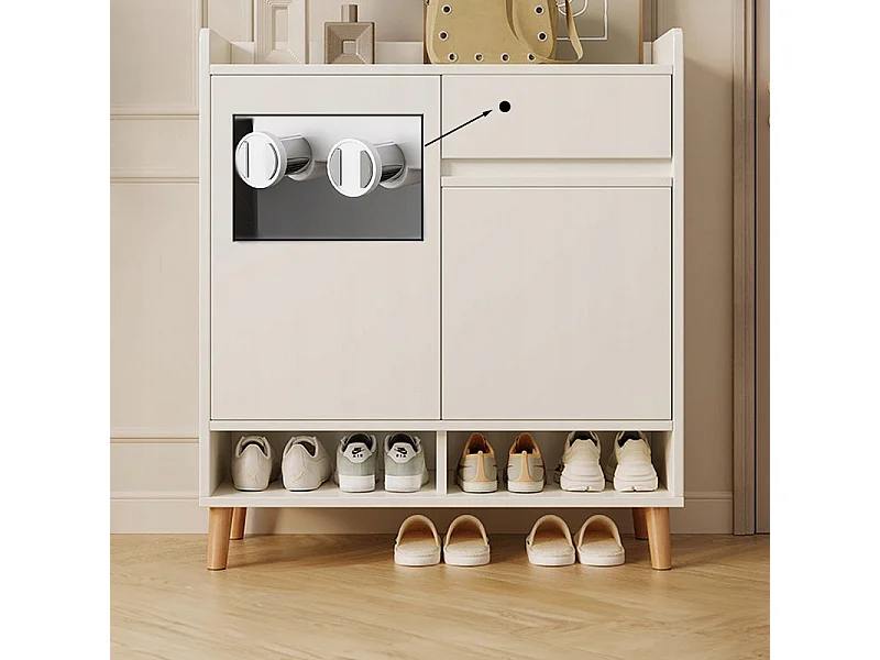 COMMODE MODERNE BLANCHE SPACIEUSE ESPACE POUR CHAUSSURES 60 CM AVEC TIROIR