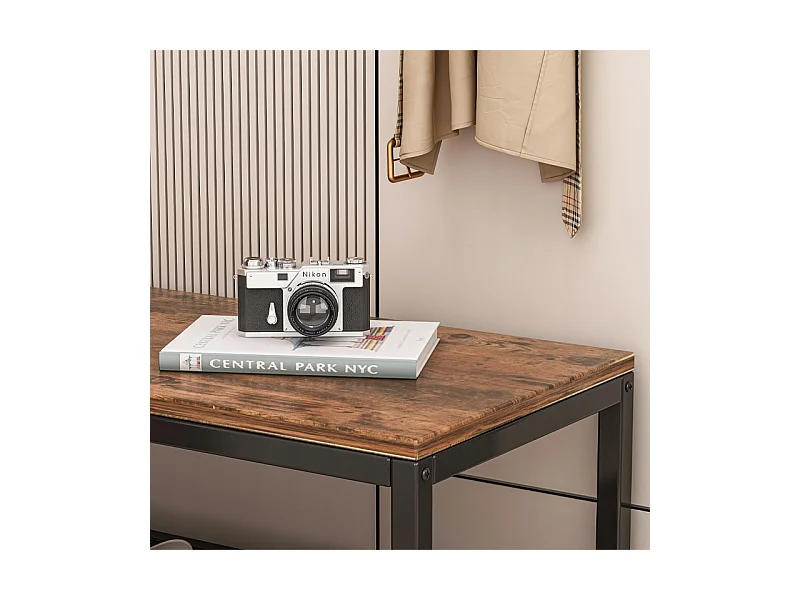 ARMOIRE À CHAUSSURES AVEC ASSISE GRANDE ÉTAGÈRE INDUSTRIELLE LOFT BOIS RÉTRO 62 CM