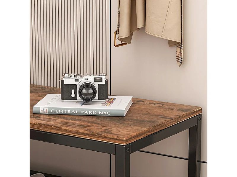 ARMOIRE À CHAUSSURES AVEC ASSISE GRANDE ÉTAGÈRE INDUSTRIELLE LOFT BOIS RÉTRO 62 CM