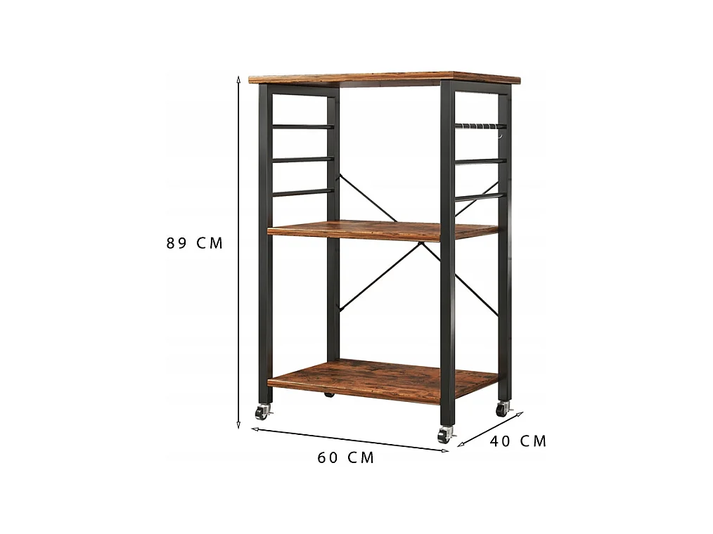 ARMOIRE MOBILE SUR ROUES RUSTIQUE TABLE DE PETIT-DÉJEUNER CHARIOT DE CUISINE LOFT
