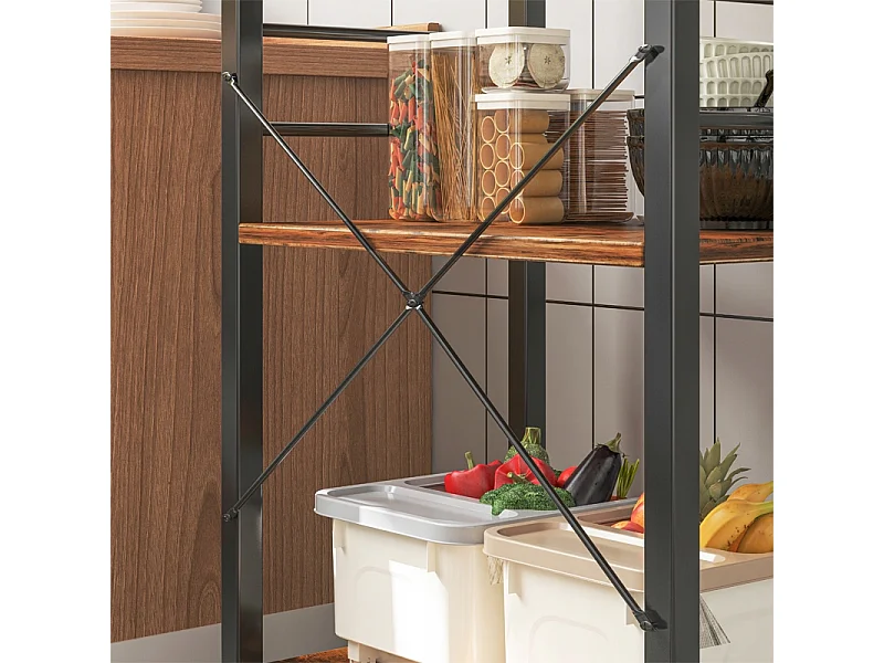 MOBILER SCHRANK AUF RÄDERN RUSTIKALER FRÜHSTÜCKSTISCH KÜCHENWAGEN LOFT