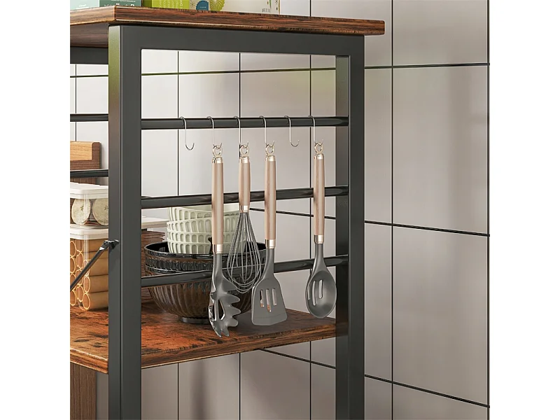 MOBILER SCHRANK AUF RÄDERN RUSTIKALER FRÜHSTÜCKSTISCH KÜCHENWAGEN LOFT