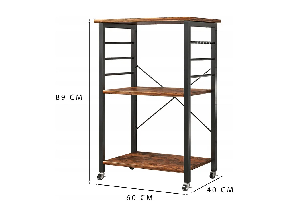 MOBILER SCHRANK AUF RÄDERN RUSTIKALER FRÜHSTÜCKSTISCH KÜCHENWAGEN LOFT