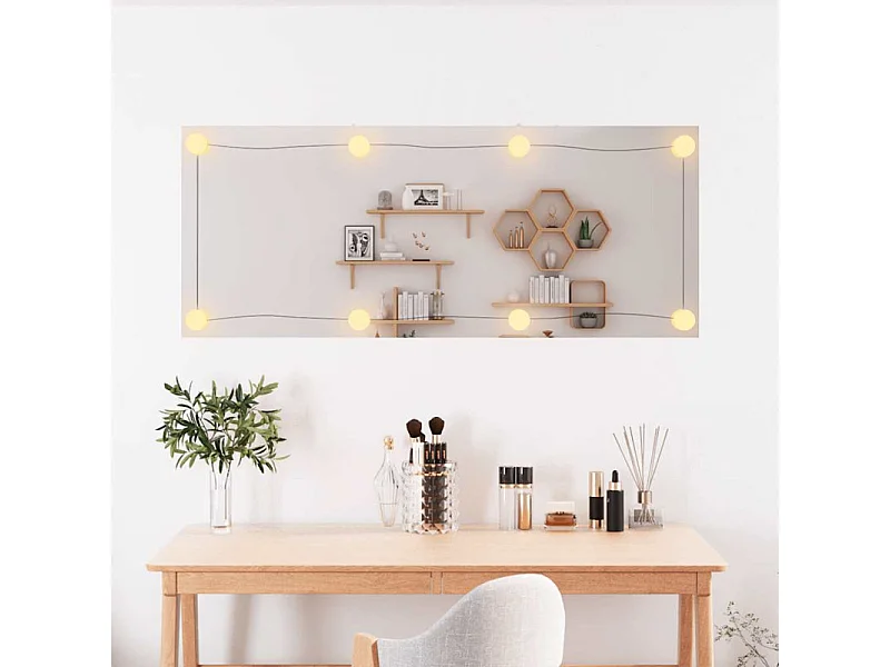 Miroir mural avec lumières LED 40x100 cm verre rectangulaire