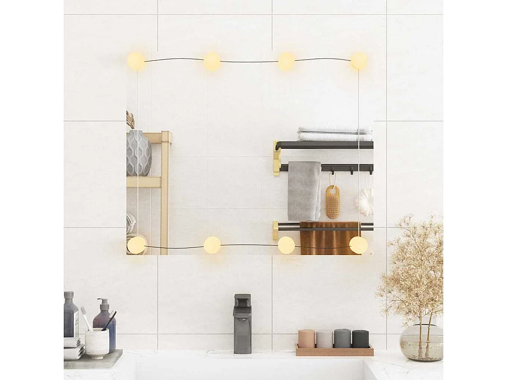 Espelho de Parede Retangular com Luzes LED e Design Moderno 50x60 cm