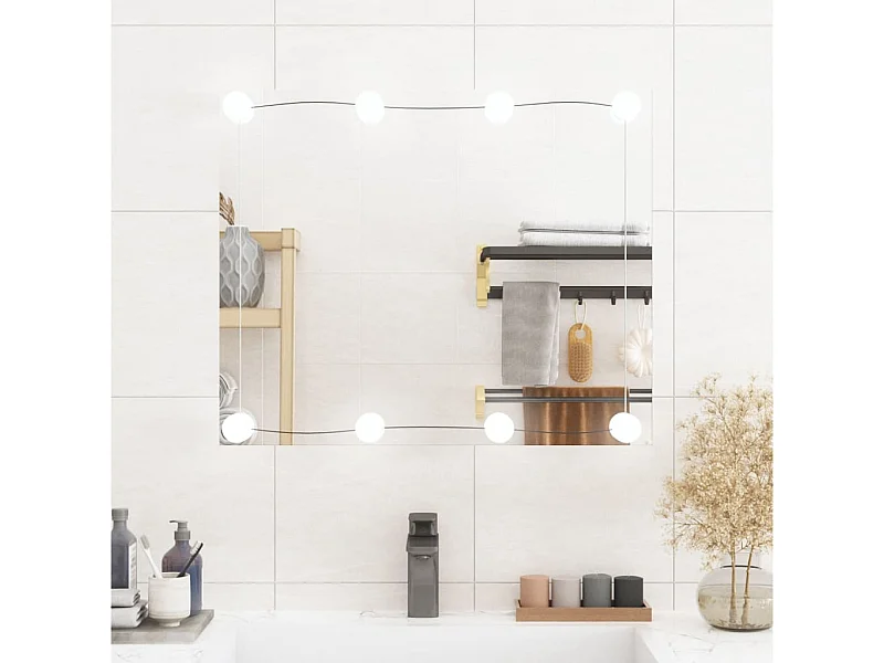 Espelho de Parede Retangular com Luzes LED e Design Moderno 50x60 cm