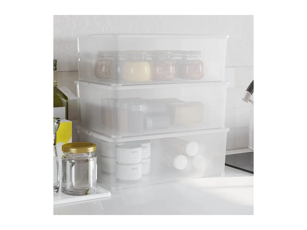 Boîtes de rangement en plastique 3 pcs 10 L empilables
