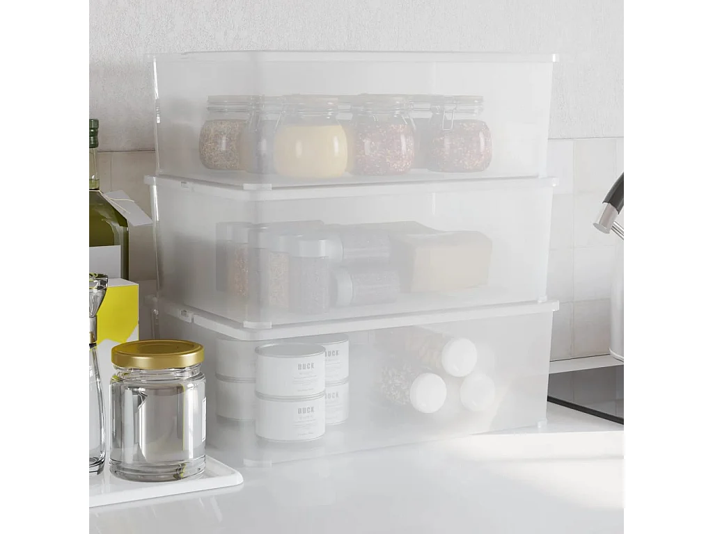 Boîtes de rangement en plastique 3 pcs 10 L empilables