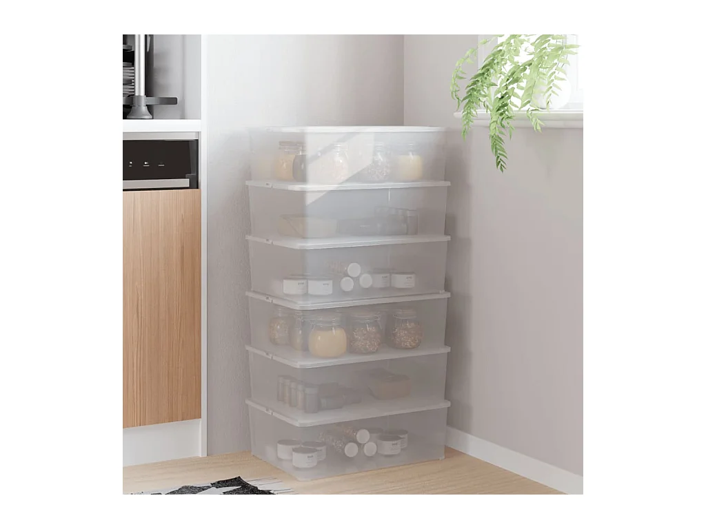 Boîtes de rangement en plastique 6 pcs 10 L empilables