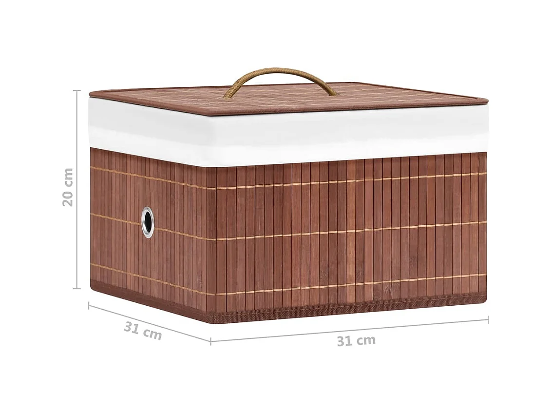 Boîtes de rangement en bambou 4 pcs Marron