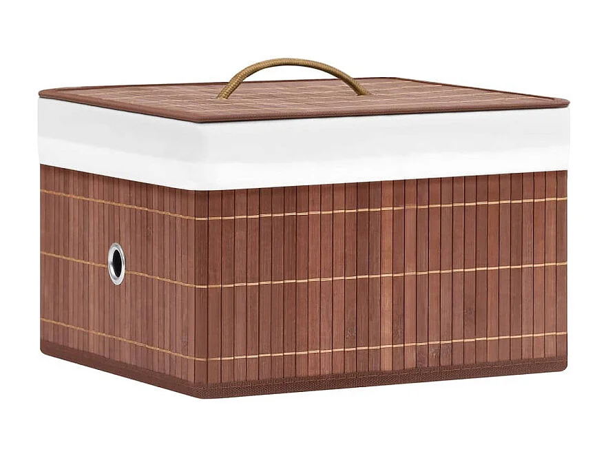 Conjunto de 4 Caixas de Arrumação em Bambu Castanho para Organizar Sua Casa