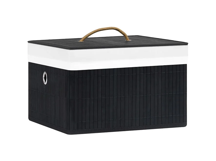 Conjunto de 4 Caixas de Arrumação em Bambu Preto para Organização