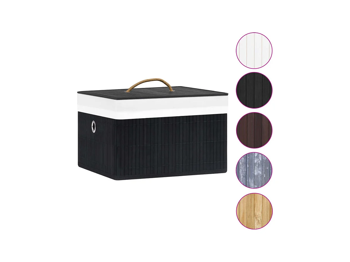 Conjunto de 4 Caixas de Arrumação em Bambu Preto para Organização