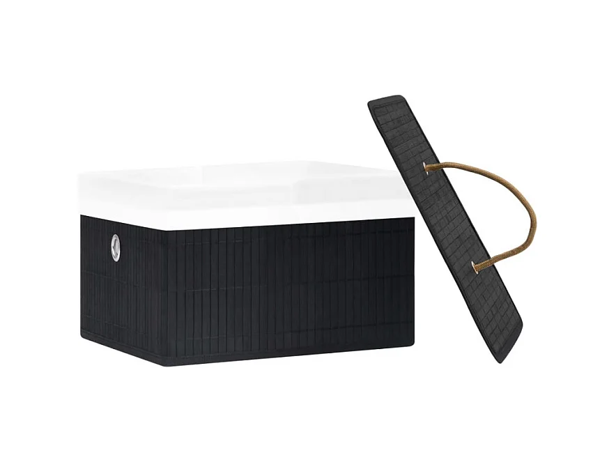 Conjunto de 4 Caixas de Arrumação em Bambu Preto para Organização