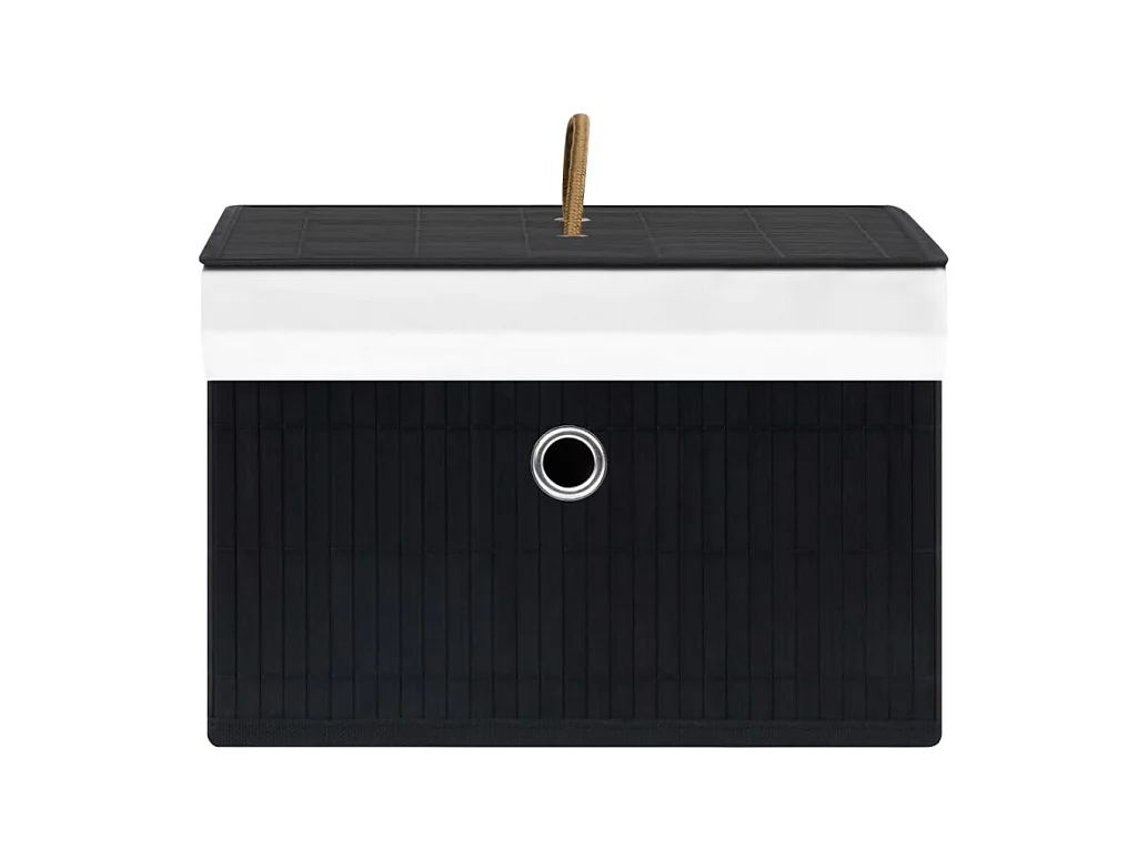 Conjunto de 4 Caixas de Arrumação em Bambu Preto para Organização