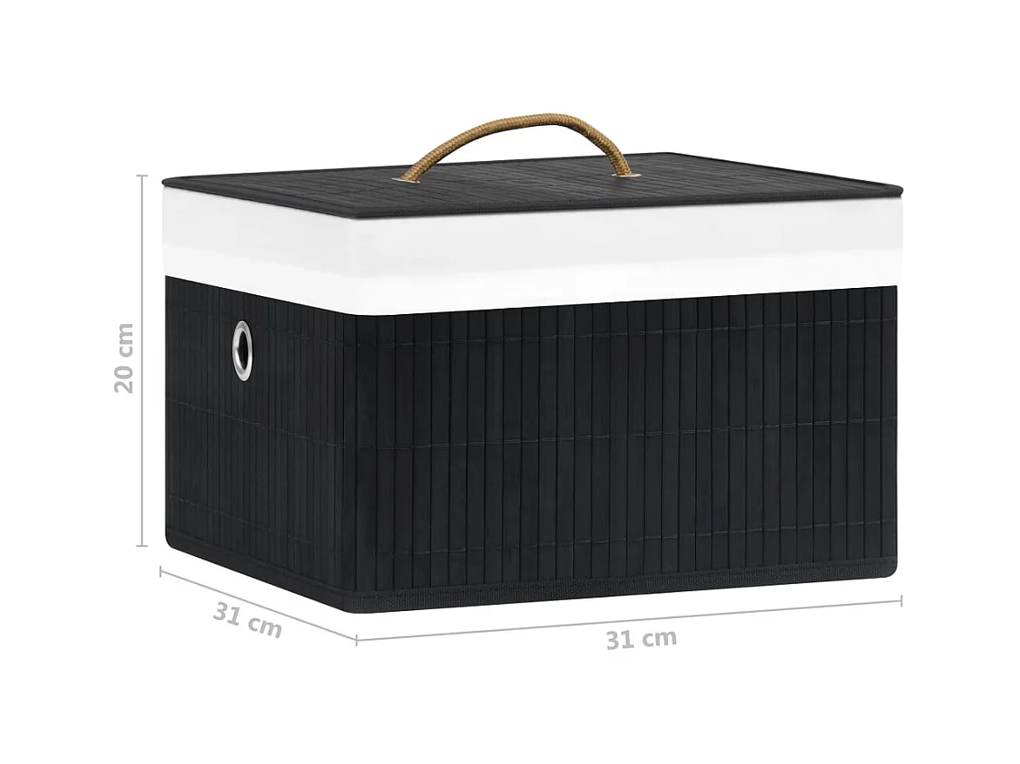 Conjunto de 4 Caixas de Arrumação em Bambu Preto para Organização