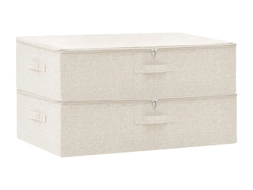 Boîtes de rangement 2 pcs Tissu 70x40x18 cm Crème