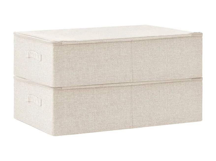 Boîtes de rangement 2 pcs Tissu 70x40x18 cm Crème