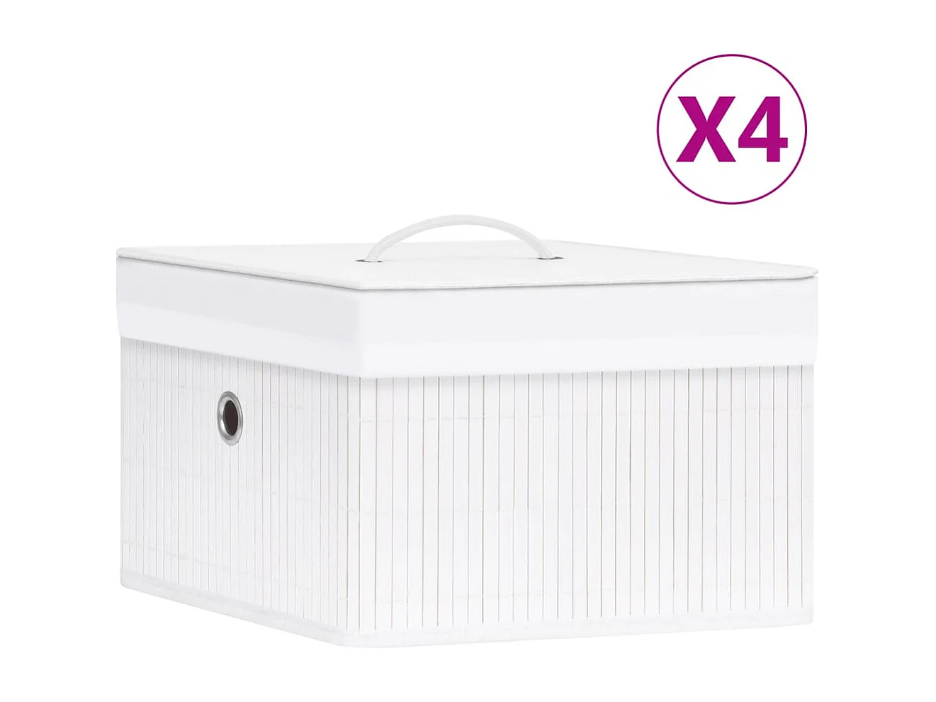 Conjunto de 4 Caixas de Arrumação em Bambu Branco para Organização