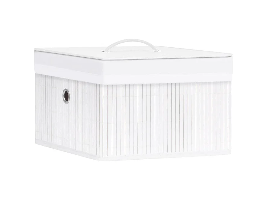 Conjunto de 4 Caixas de Arrumação em Bambu Branco para Organização