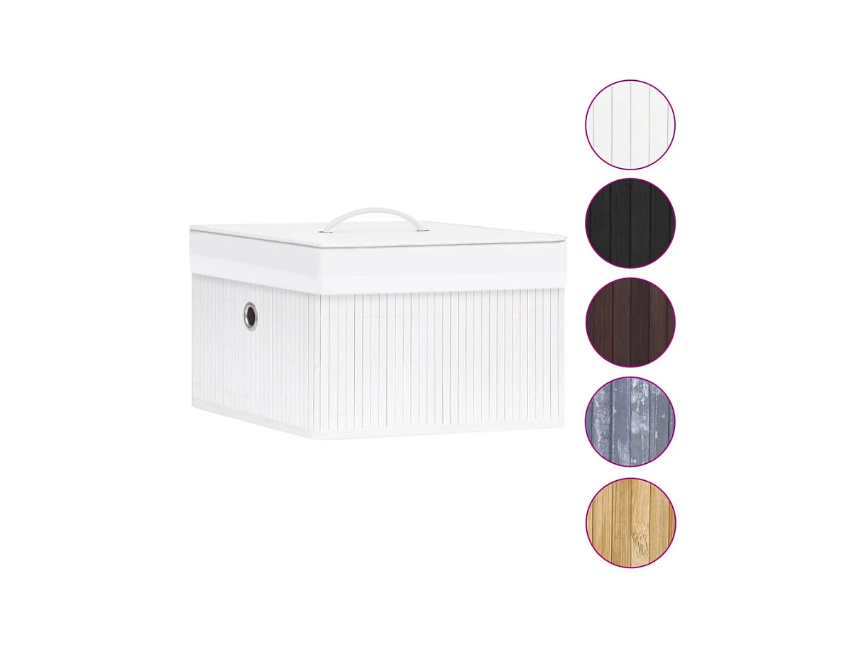 Conjunto de 4 Caixas de Arrumação em Bambu Branco para Organização